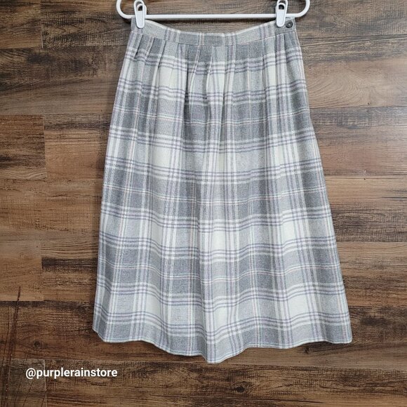Vtg Wool Blend Plaid Midi Skirt Size 11 12 Academia Ethereal Whimsy Boho 70's - Picture 1 of 9